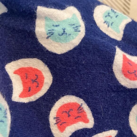 NWOT Cat face print flannel pj bottoms w/ elastic drawstring waist meowy cute - Picture 7 of 9